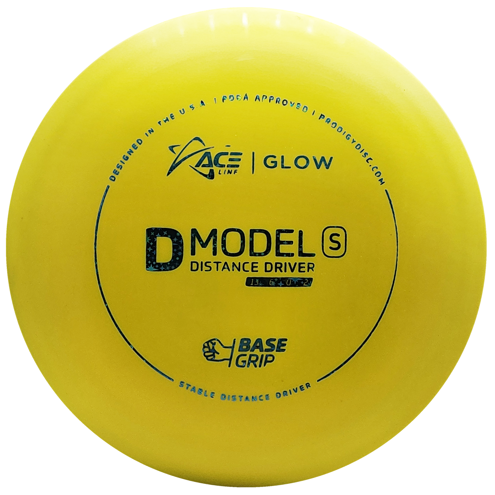 Prodigy: ACE Line D Model S Distance Driver - BaseGrip GLOW Plastic - Yellow/Blue