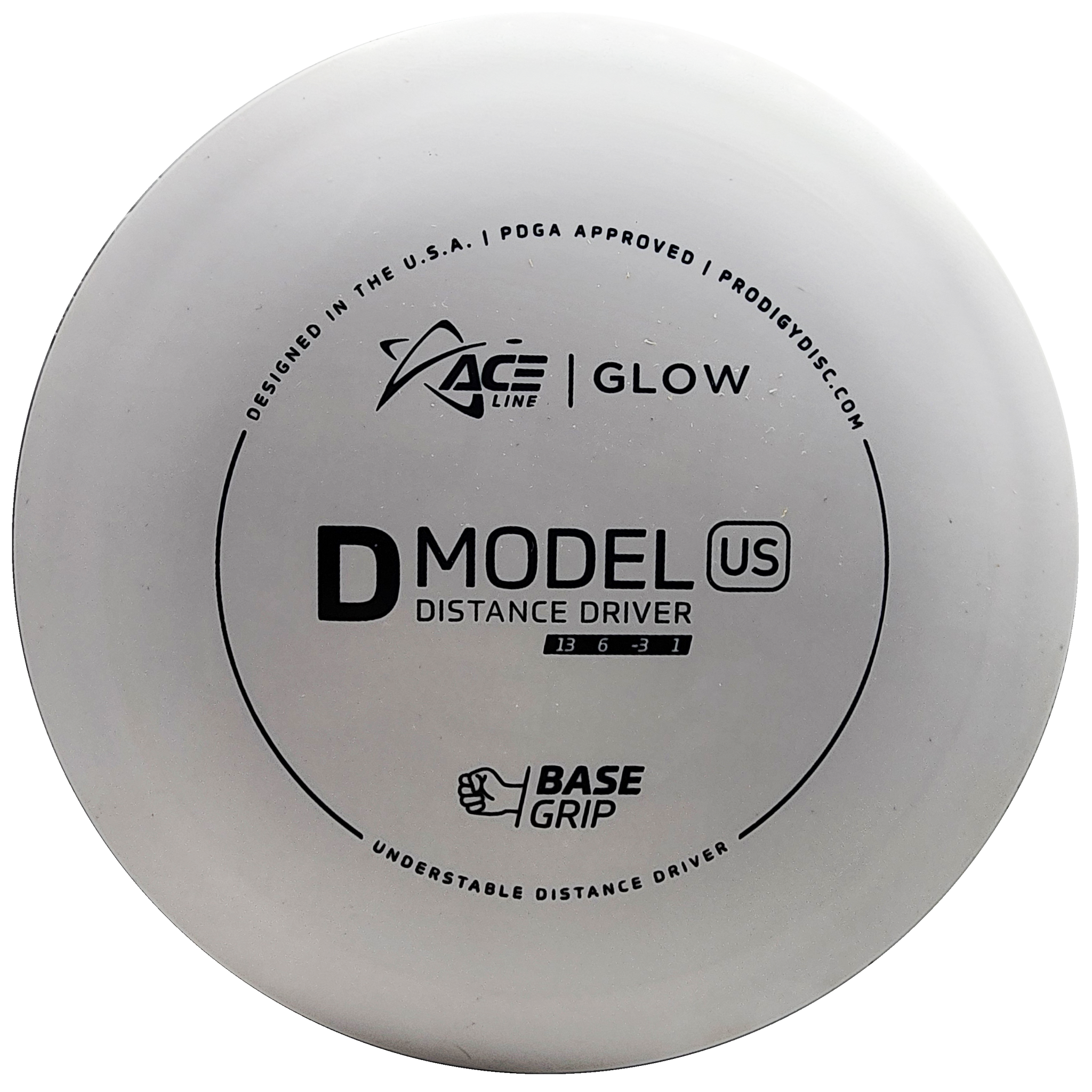 Prodigy: ACE Line D Model US Distance Driver - BaseGrip GLOW Plastic - White/Black