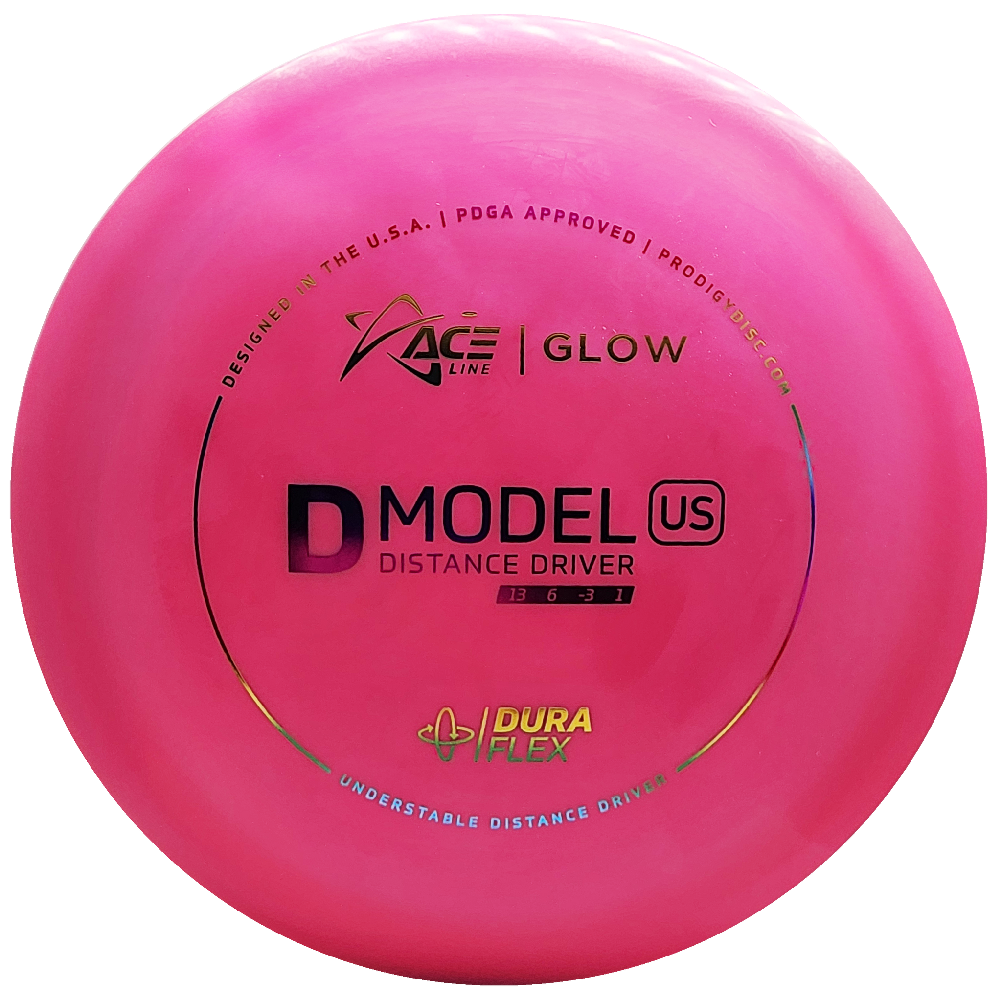 Prodigy: ACE Line D Model US Distance Driver - DuraFlex GLOW Plastic - Pink/Rainbow