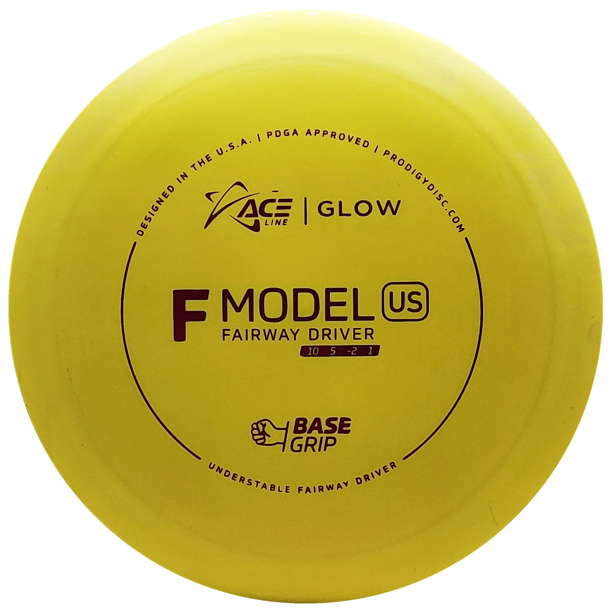 Prodigy: ACE Line F Model US Fairway Driver - BaseGrip GLOW Plastic - Yellow/Pink