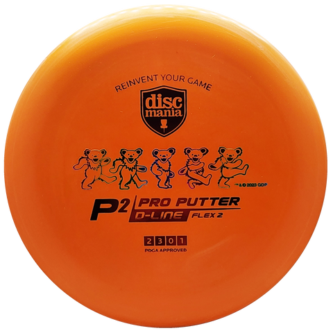 Discmania: Grateful Dead - Flex 2 D-Line P2 (Dancing Bears) - Orange/Red/Rainbow