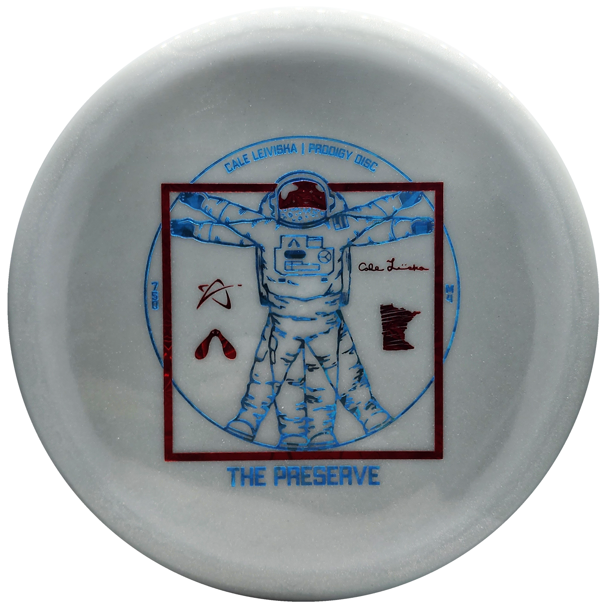 Prodigy: M4 750 Glimmer GLOW - Cale Leiviska "The Preserve Spaceman" Stamp - Grey/Red/Blue