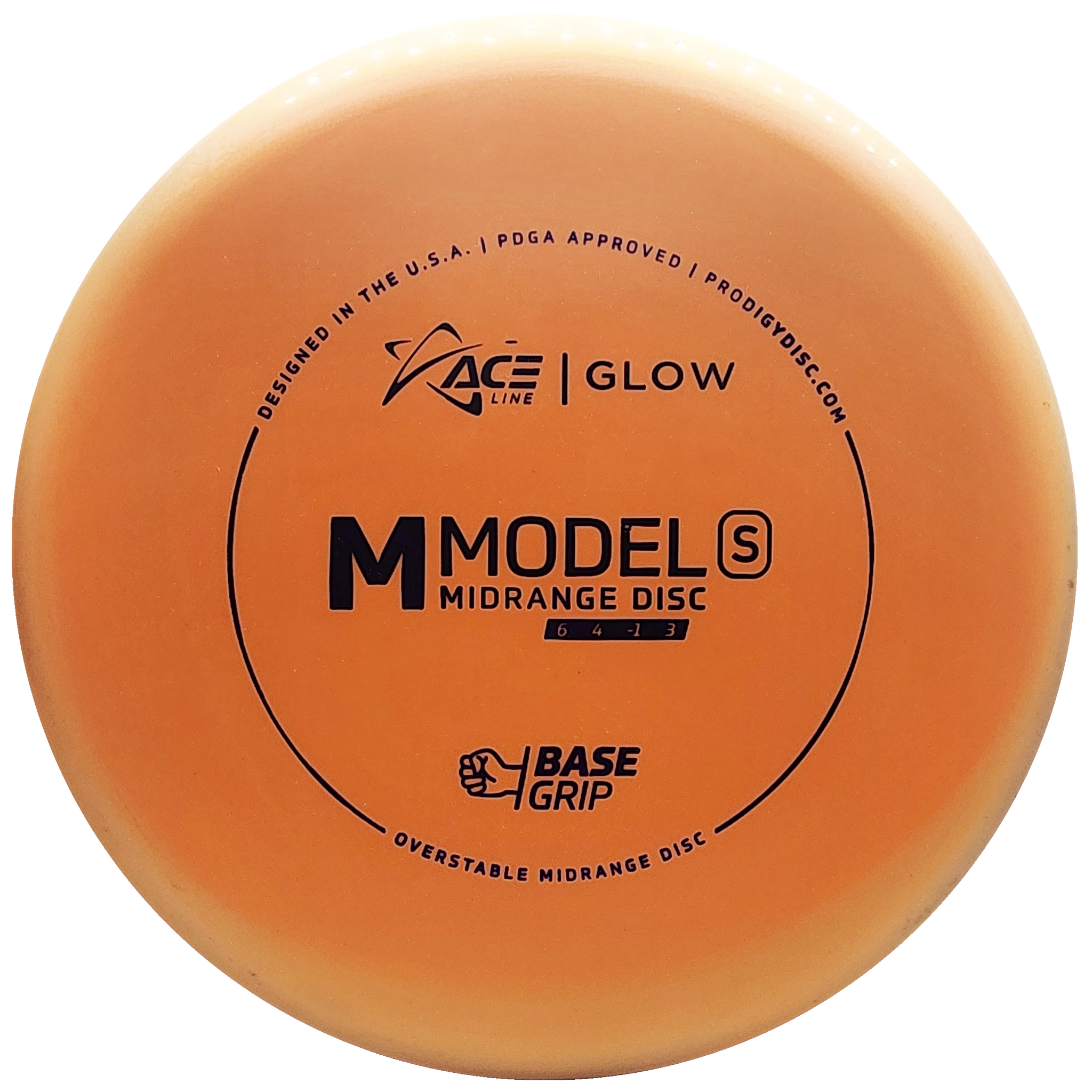 Prodigy: ACE Line M Model S Midrange Disc - BaseGrip GLOW Plastic - Orange/Purple