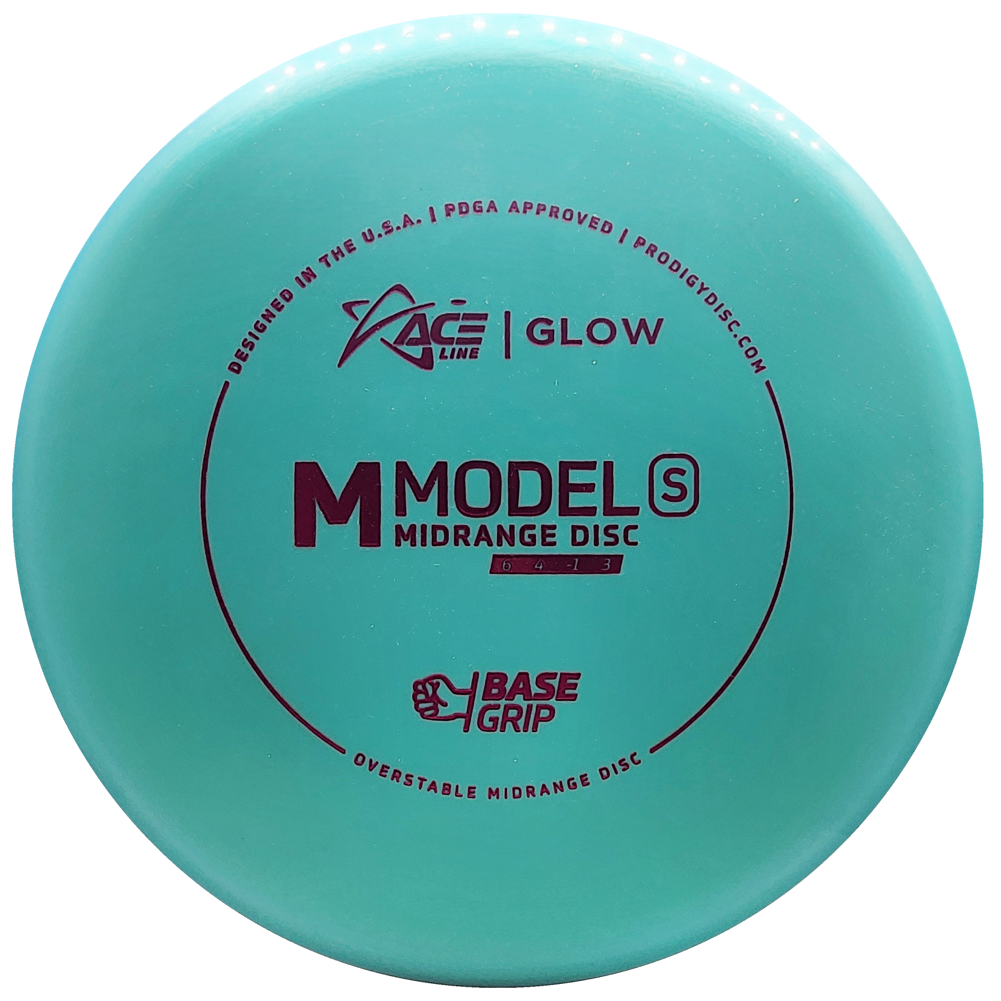 Prodigy: ACE Line M Model S Midrange Disc - BaseGrip GLOW Plastic - Teal/Pink