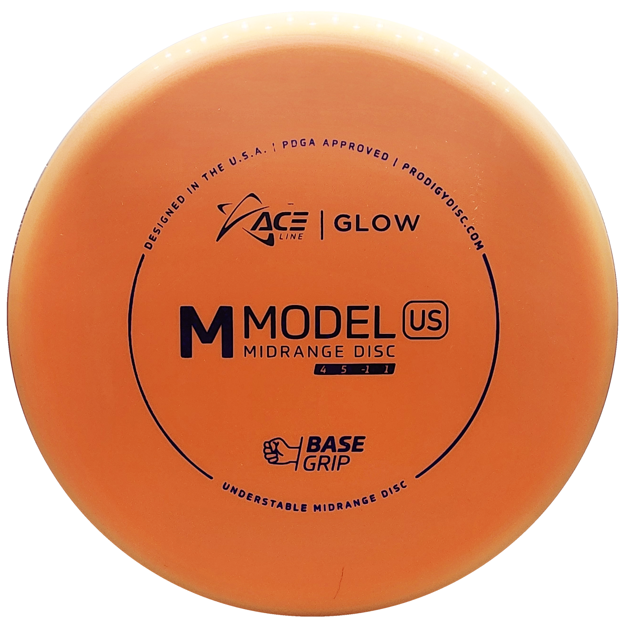 Prodigy: ACE Line M Model US Midrange Disc - BaseGrip GLOW Plastic - Orange/Purple