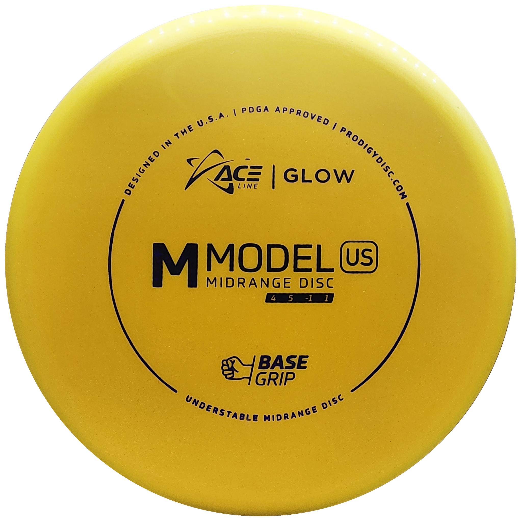 Prodigy: ACE Line M Model US Midrange Disc - BaseGrip GLOW Plastic - Yellow/Purple