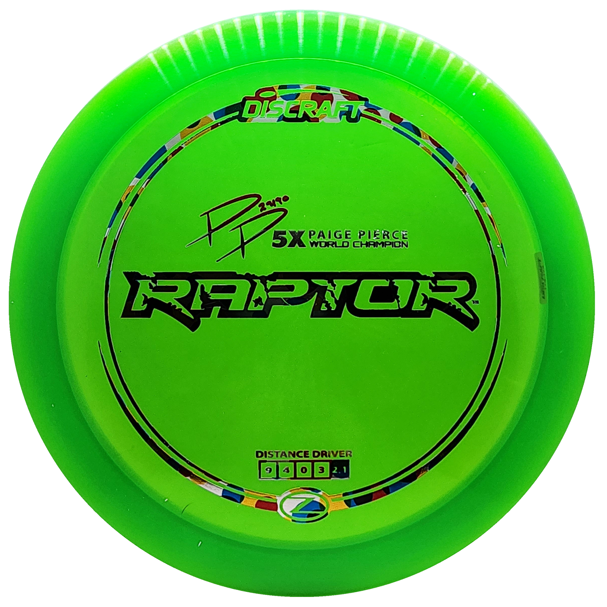 Discraft: Paige Pierce Z Raptor Signature Series - Lime Green/Dots