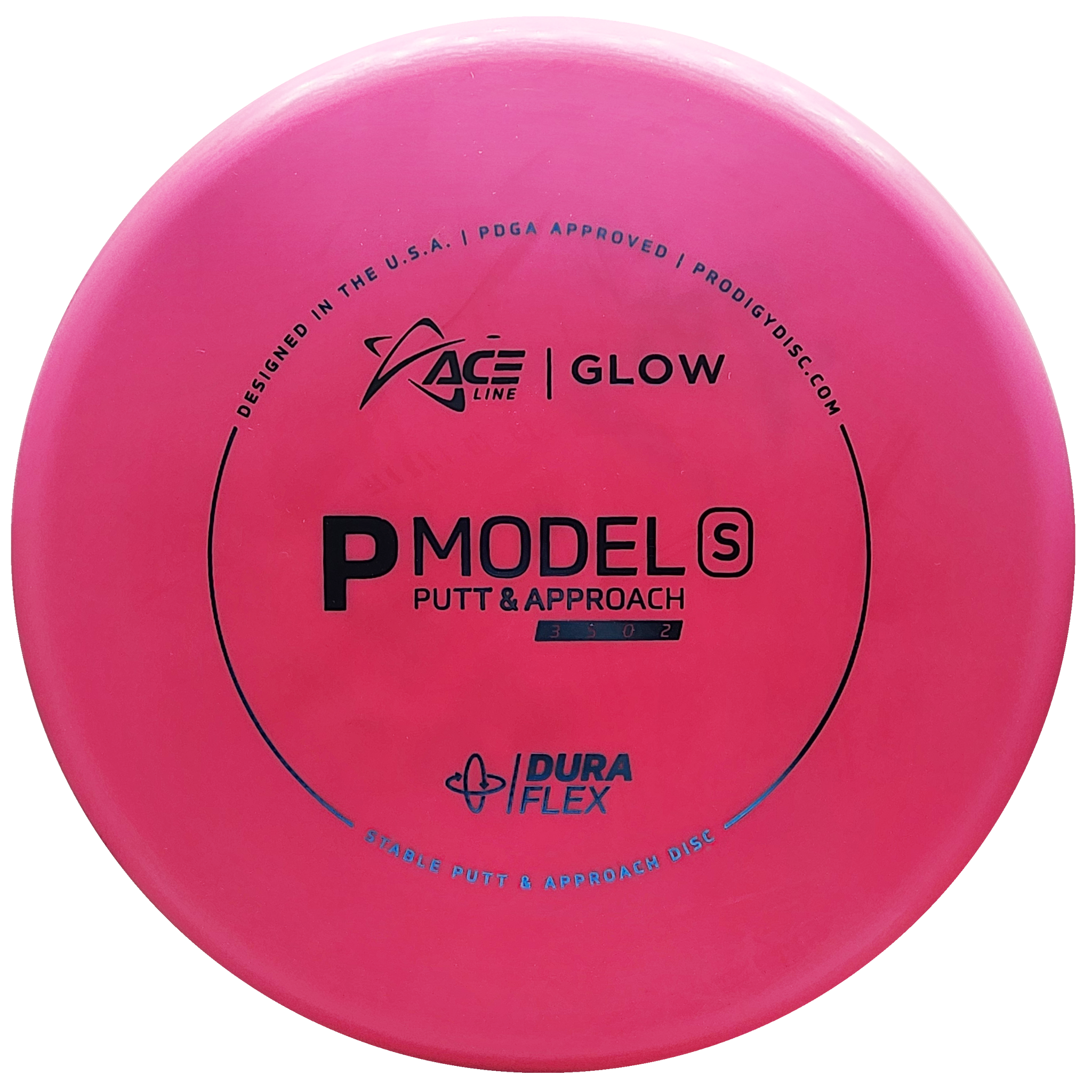 Prodigy: ACE Line P Model S Putt & Approach Disc - DuraFlex GLOW Plastic - Pink/Blue