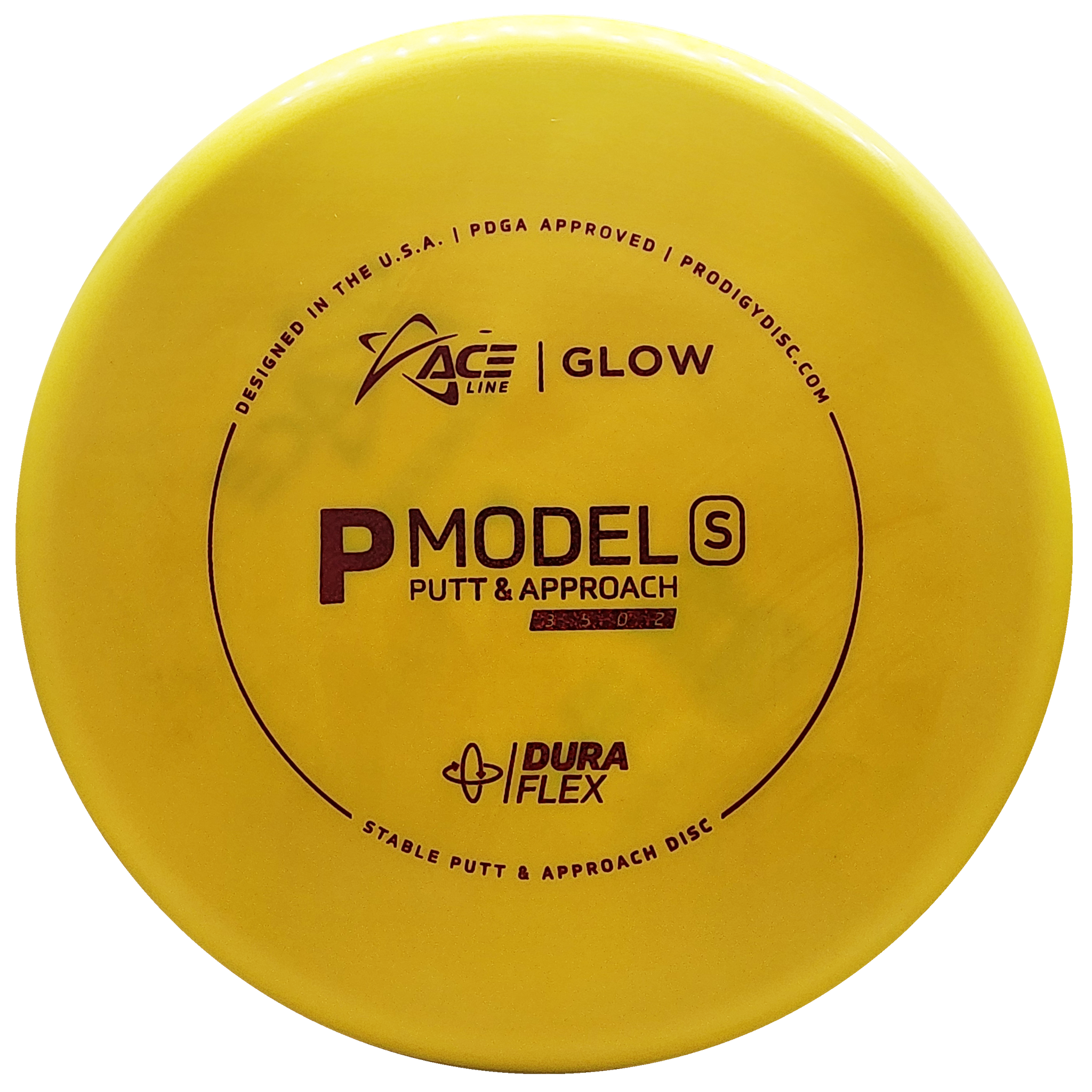 Prodigy: ACE Line P Model S Putt & Approach Disc - DuraFlex GLOW Plastic - Yellow/Red