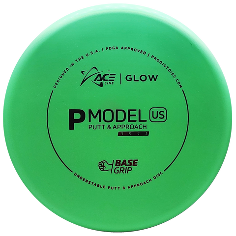 Prodigy: ACE Line P Model US Putt & Approach Disc - BaseGrip GLOW Plastic - Green/Red