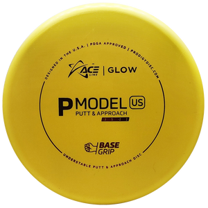 Prodigy: ACE Line P Model US Putt & Approach Disc - BaseGrip GLOW Plastic - Yellow/Red