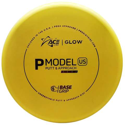 Prodigy: ACE Line P Model US Putt & Approach Disc - BaseGrip GLOW Plastic - Yellow/Red