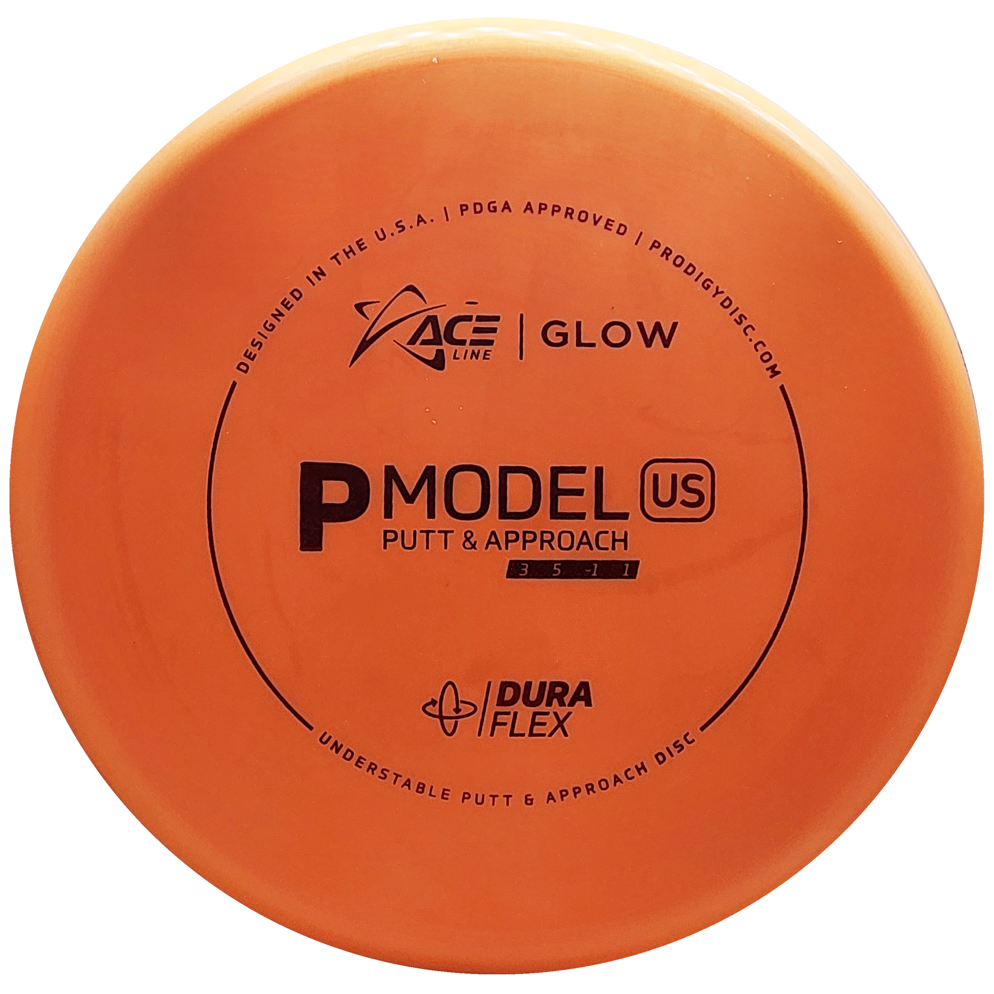 Prodigy: ACE Line P Model US Putt & Approach Disc - DuraFlex GLOW Plastic - Orange/Red