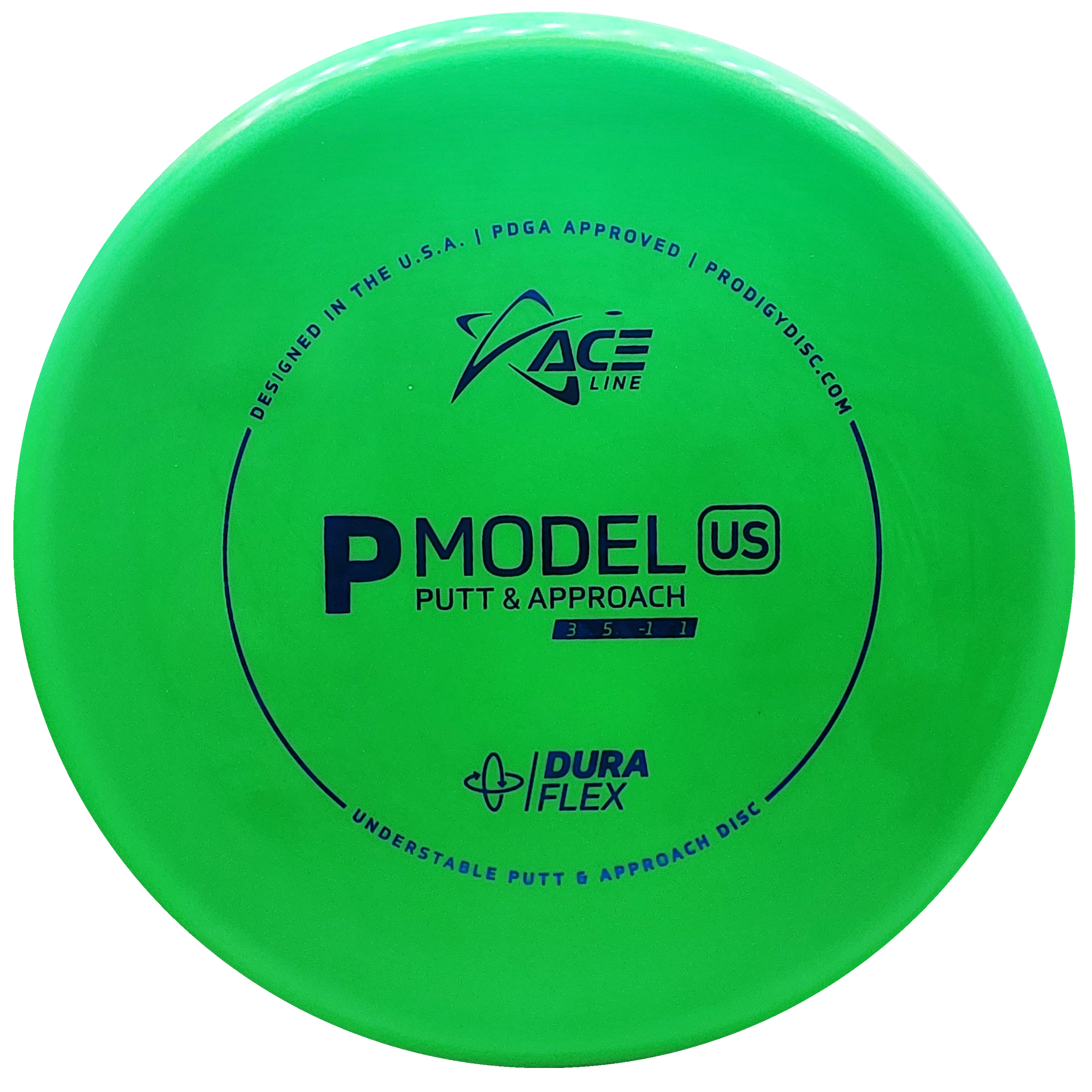 Prodigy: ACE Line P Model US Putt & Approach Disc - DuraFlex Plastic - Green/Blue