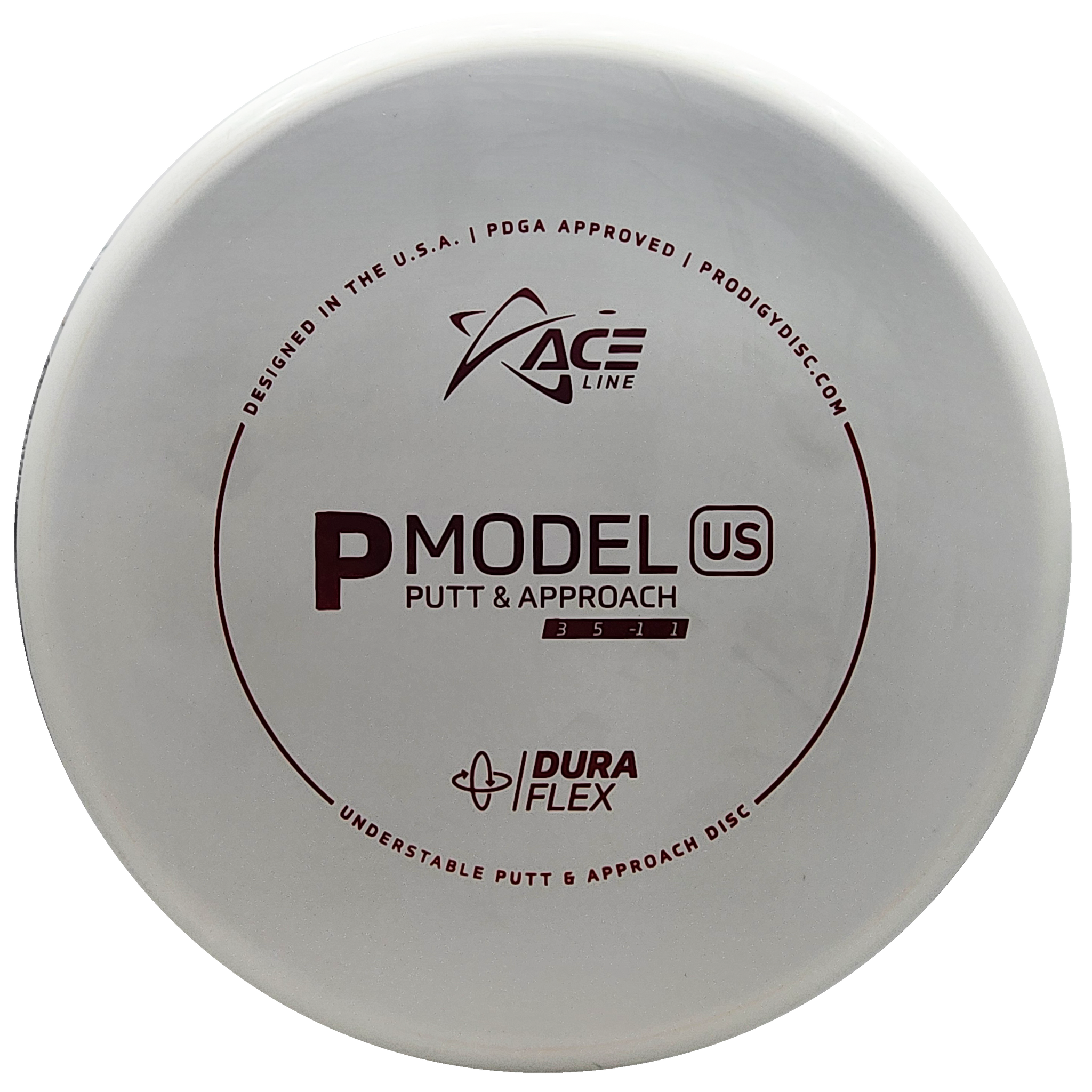 Prodigy: ACE Line P Model US Putt & Approach Disc - DuraFlex Plastic - White/Red