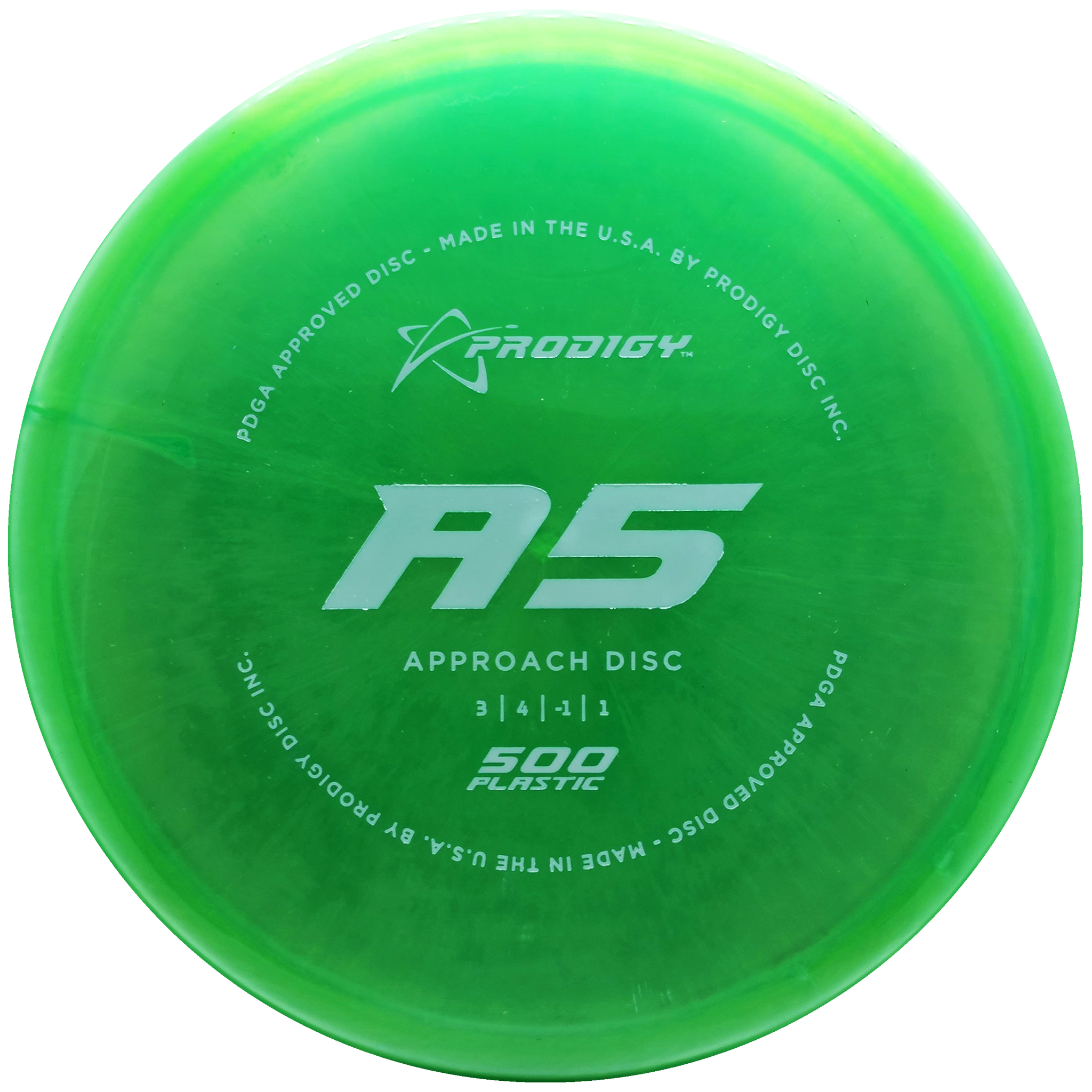 Prodigy: A5 Approach Disc - 500 Plastic - Lime Green/White