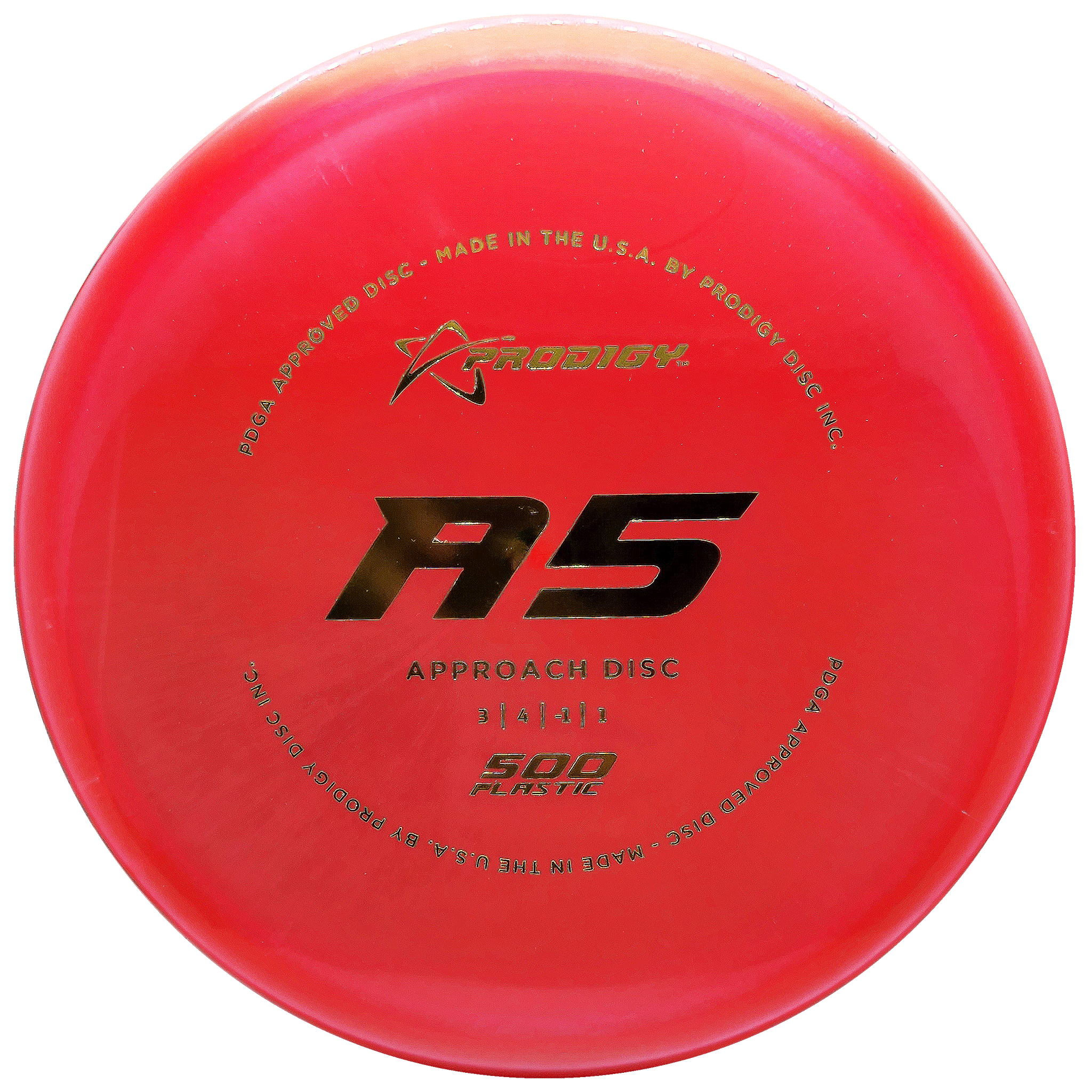 Prodigy: A5 Approach Disc - 500 Plastic - Red/Gold