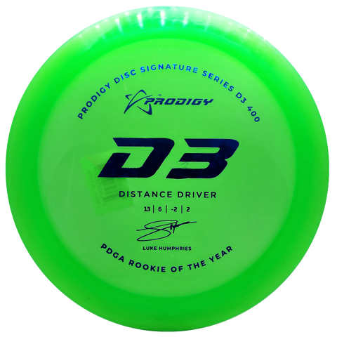 Prodigy: D3 Distance Driver - Luke Humphries 2022 Signature Series - 400 Plastic - Lime Green/Blue