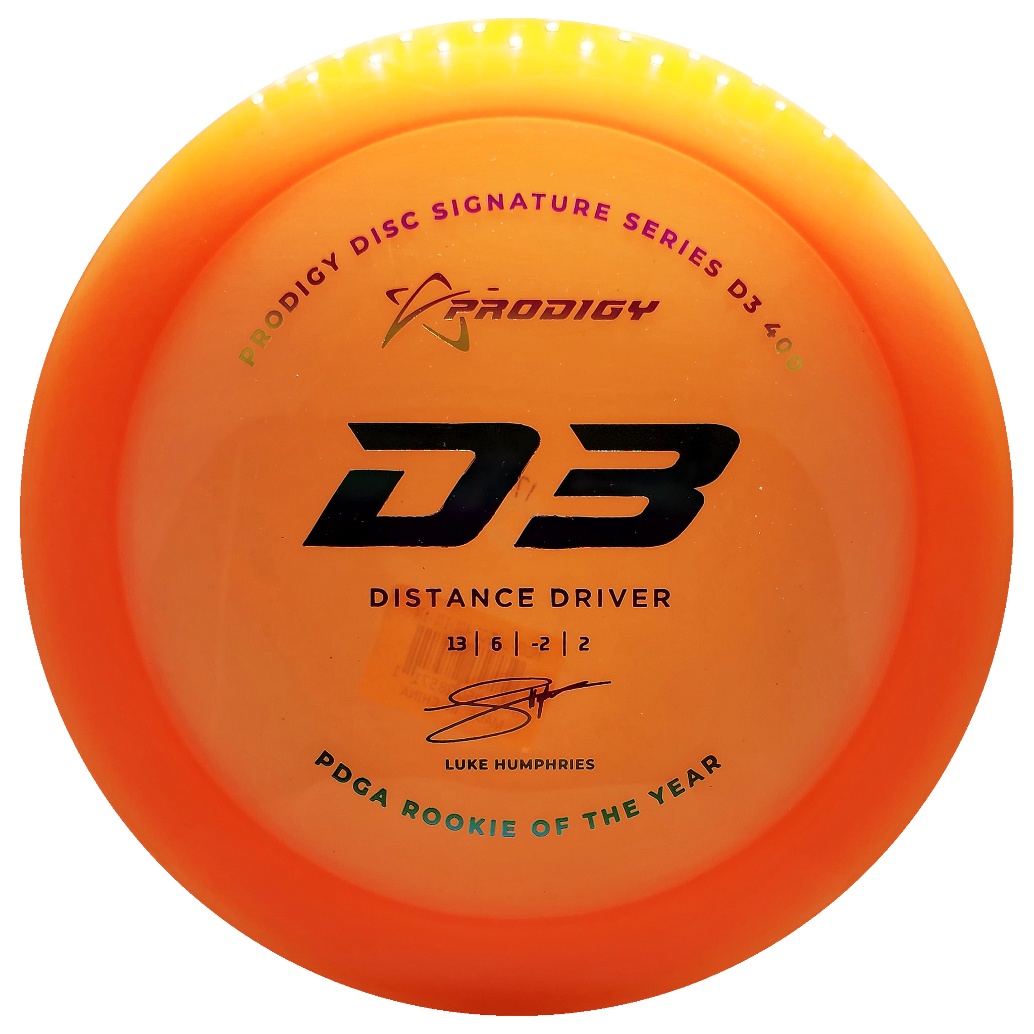 Prodigy: D3 Distance Driver - Luke Humphries 2022 Signature Series - 400 Plastic - Orange/Rainbow