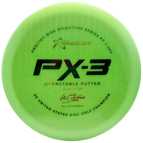 Prodigy: PX-3 Putter - William Schusterick 2022 Signature Series - Lime Green/Red, Gold, Green