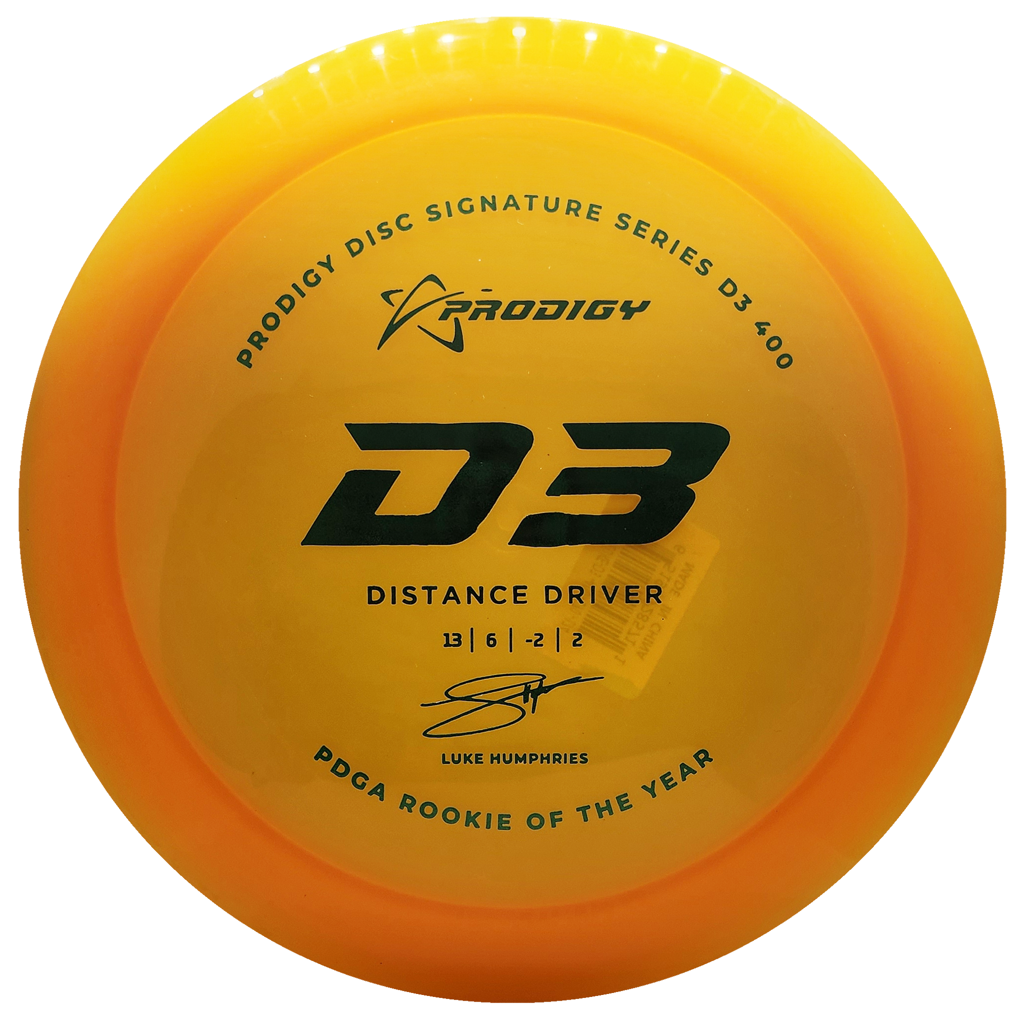 Prodigy: D3 Distance Driver - Luke Humphries 2022 Signature Series - Amber/Turquoise