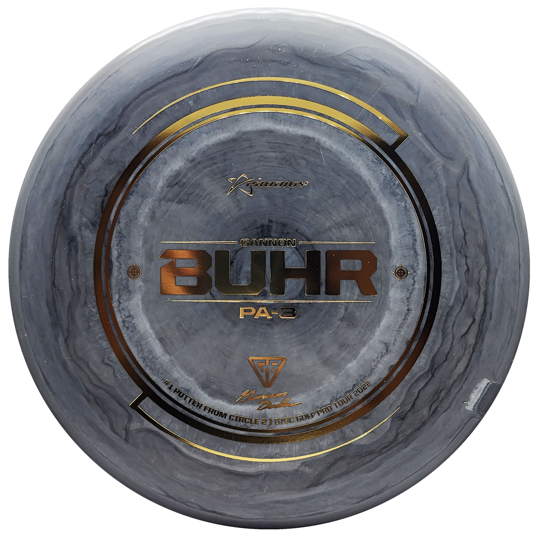 Prodigy: PA-3 Putt & Approach Disc - Gannon Buhr Circle 2 Leader Stamp - 350G Plastic - Grey/Gold