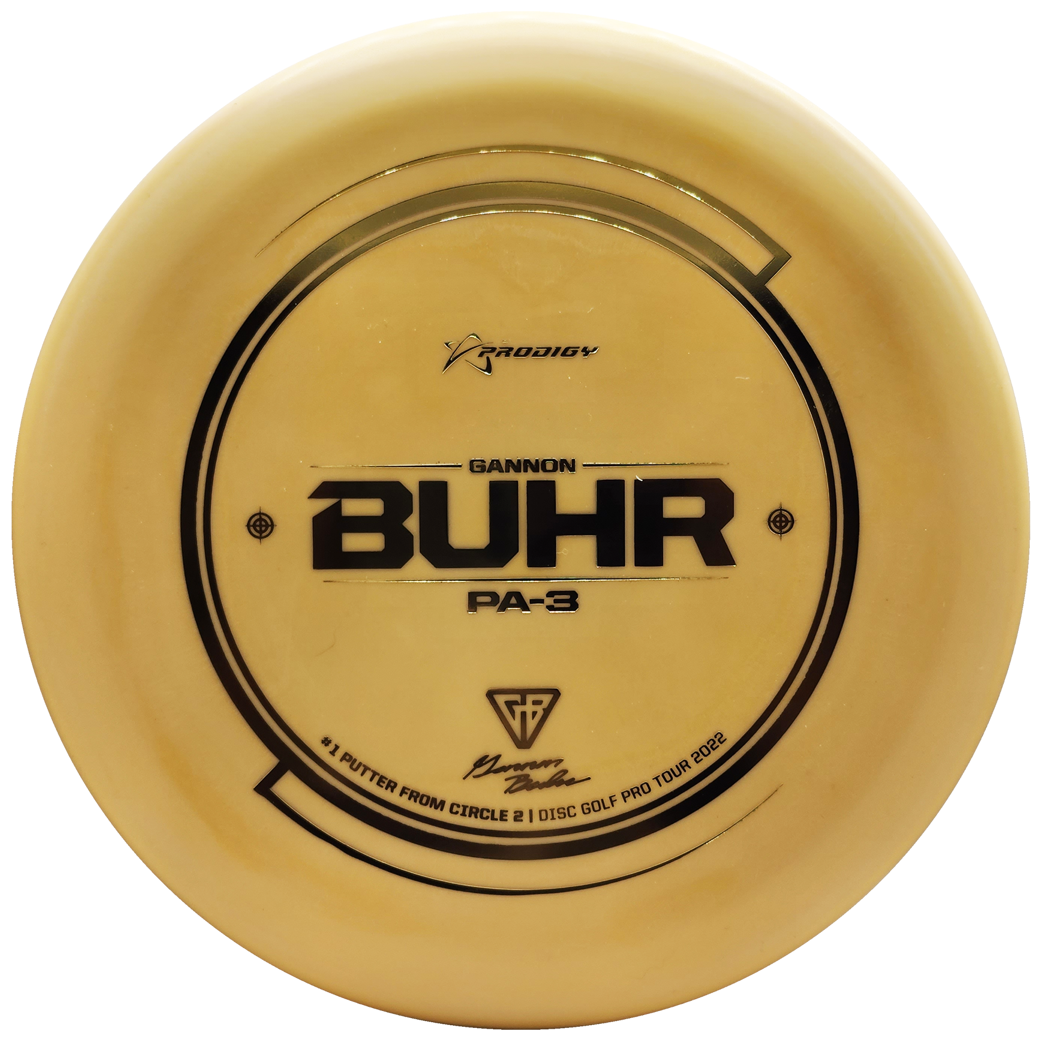 Prodigy: PA-3 Putt & Approach Disc - Gannon Buhr Circle 2 Leader Stamp - 350G Plastic - Light Yellow/Gold